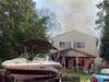 The fire was on the 600 block of Riverside Road in Pasadena's Chelsea Beach neighborhood.