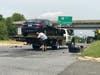 The bumper fell off one of the affected vehicles, a blue Chrysler 200.