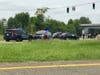 At least five police cars secured the scene.