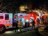 A firefighter suffered minor injuries while battling a fire in Lothian Saturday night, the Anne Arundel County Fire Department said.