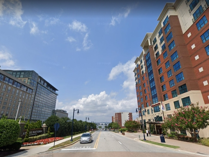 A gas leak near Waterfront Street and Fleet Street temporarily shut down the National Harbor on Sunday, the Prince George's County Fire/EMS Department and the Prince George's County Police Department said.