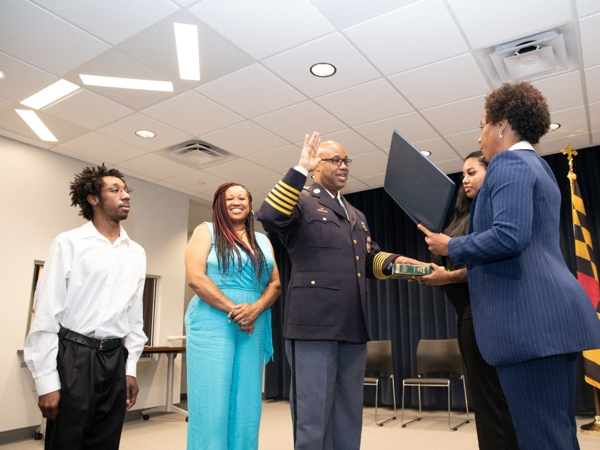 County Executive Angela Alsobrooks announced that officials on July 6 swore in Malik Aziz as the next chief of the Prince George's County Police Department.