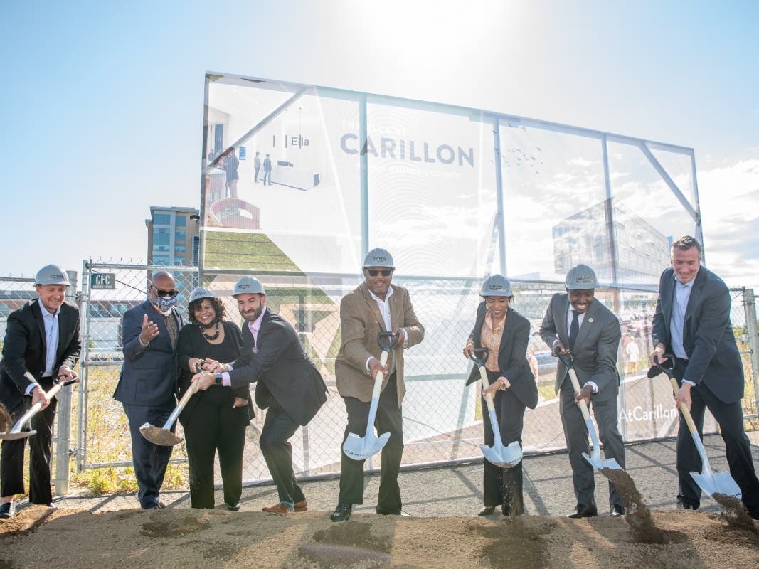 Prince George's County officials broke ground on Bowie's Encompass Health Rehabilitation Hospital of Southern Maryland on Sept. 22 and Largo's Ella at Carillon, pictured above, on Wednesday.