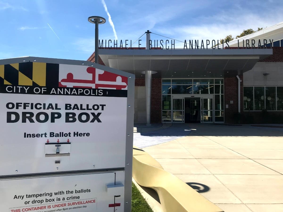 The City of Annapolis Board of Supervisors of Elections said it mailed a ballot to every registered voter in town. Locals can return their ballots in the mail or place them in a drop box, like the one pictured above. Residents can still vote in person.