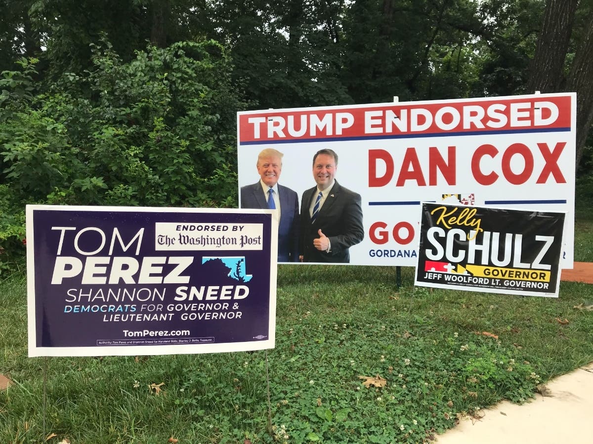 The Maryland primary election is on Tuesday. The Republican contest features Dan Cox and Kelly Schulz. The Democratic ballot pits Peter Franchot against Wes Moore and Tom Perez.