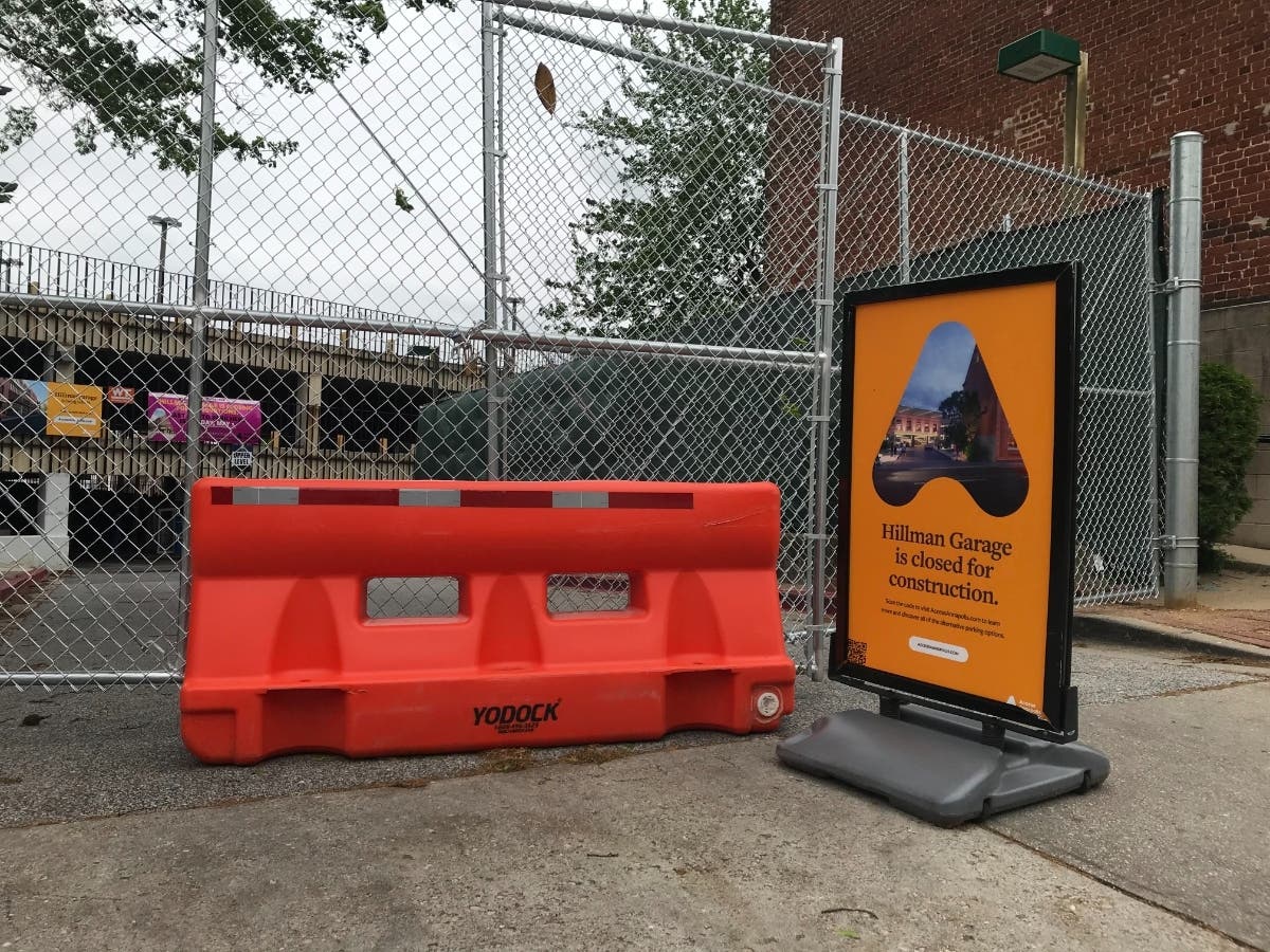 The City of Annapolis said Conduit Street will be closed between Main Street and Duke of Gloucester Street twice this week. This will let crews set up a tower crane to build the new Noah Hillman Garage. The previous structure is pictured above.