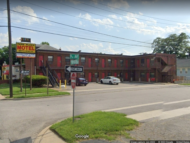 The Anne Arundel County Police Department said a victim was robbed Tuesday by three suspects at the Park Plaza Motel, which is pictured above in Brooklyn Park.