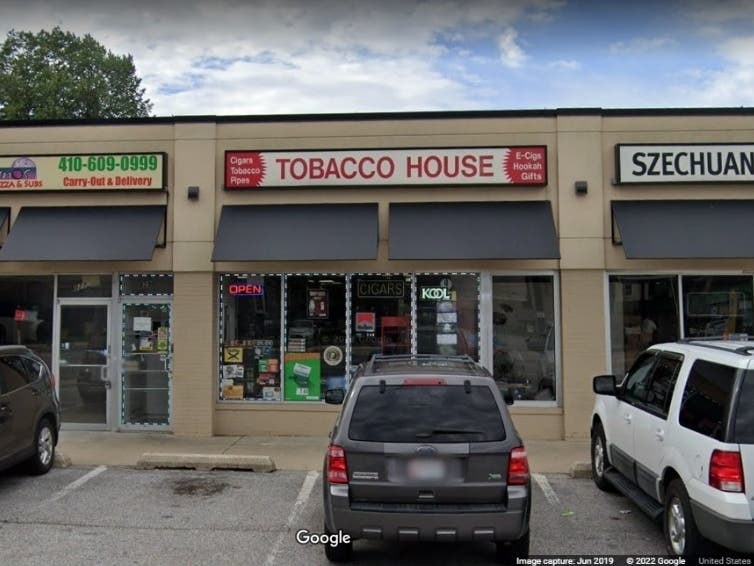 The Anne Arundel County Police Department said one victim was hospitalized after a Monday shooting outside the Tobacco House in Linthicum, which is pictured above.