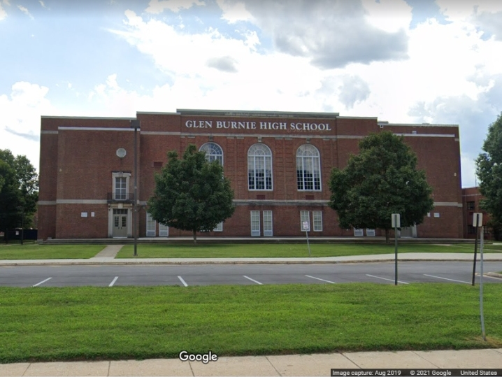 The Anne Arundel County Police Department said a student was cut with a knife and a Pasadena teenager was arrested Wednesday in a fight at Glen Burnie High School. The school is pictured above on a different day.