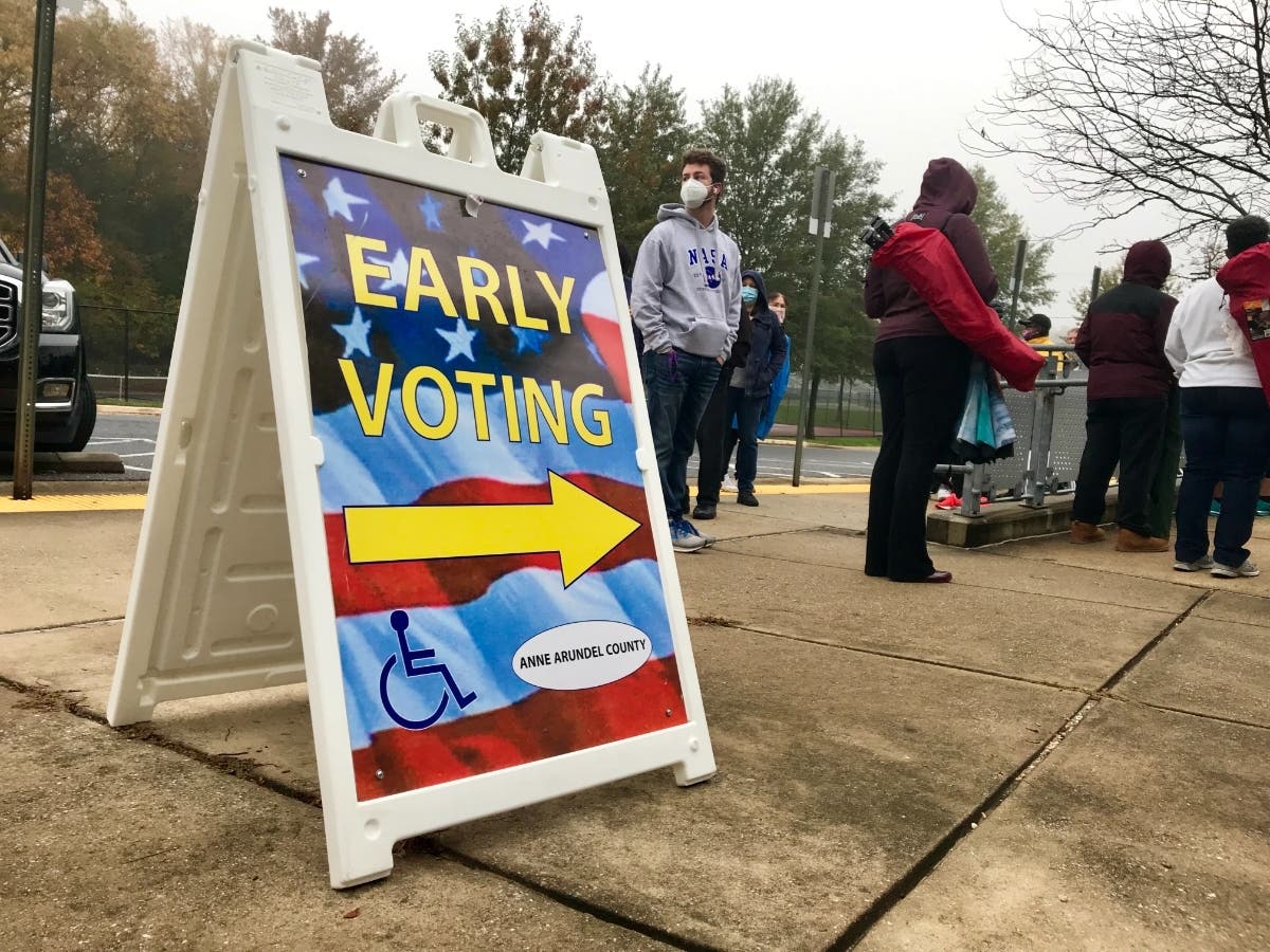 Marylanders can vote early from Thursday, Oct. 27 through Thursday, Nov. 3. Here is Patch's Anne Arundel County voter guide. An early polling location at Arundel High School is pictured above in Gambrills during the 2020 election.