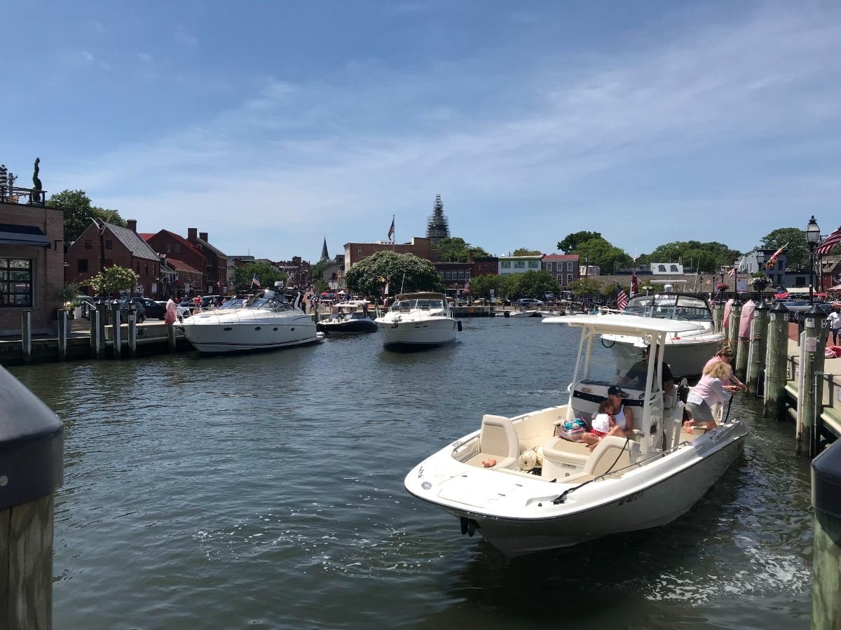 A new port marker reflects on Annapolis' role during slavery. City Dock is pictured above.