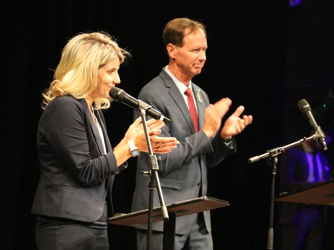 Republican challenger Jessica Haire (left) conceded Tuesday to Democratic incumbent Steuart Pittman (right) in the race for Anne Arundel County executive.