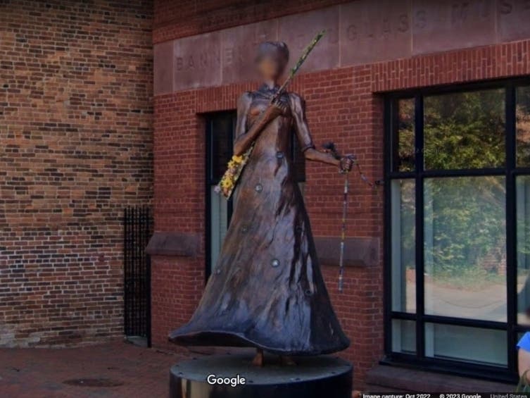 The Banneker-Douglass Museum said somebody stole a beaded staff, also called a vévé, from the left hand of this Harriet Tubman statue in Annapolis. Officials think the staff was stolen on Dec. 17, 2022. The statue is pictured above before the theft.