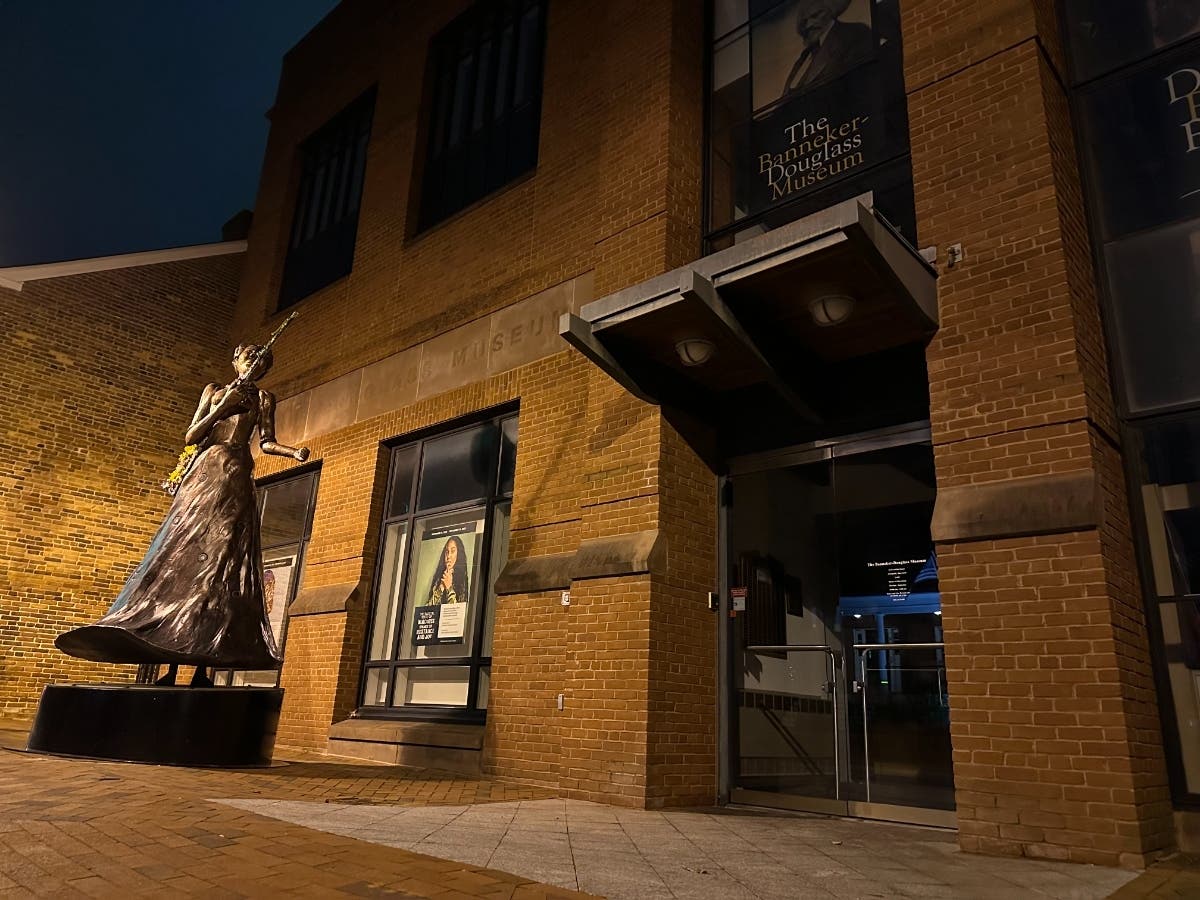 The National Park Service Chesapeake Gateways and Chesapeake Conservancy suggested visiting The Radical Voice of Blackness Speaks of Resistance and Joy exhibit. This showcase is on display in Annapolis at the Banneker-Douglass Museum, which is shown here.