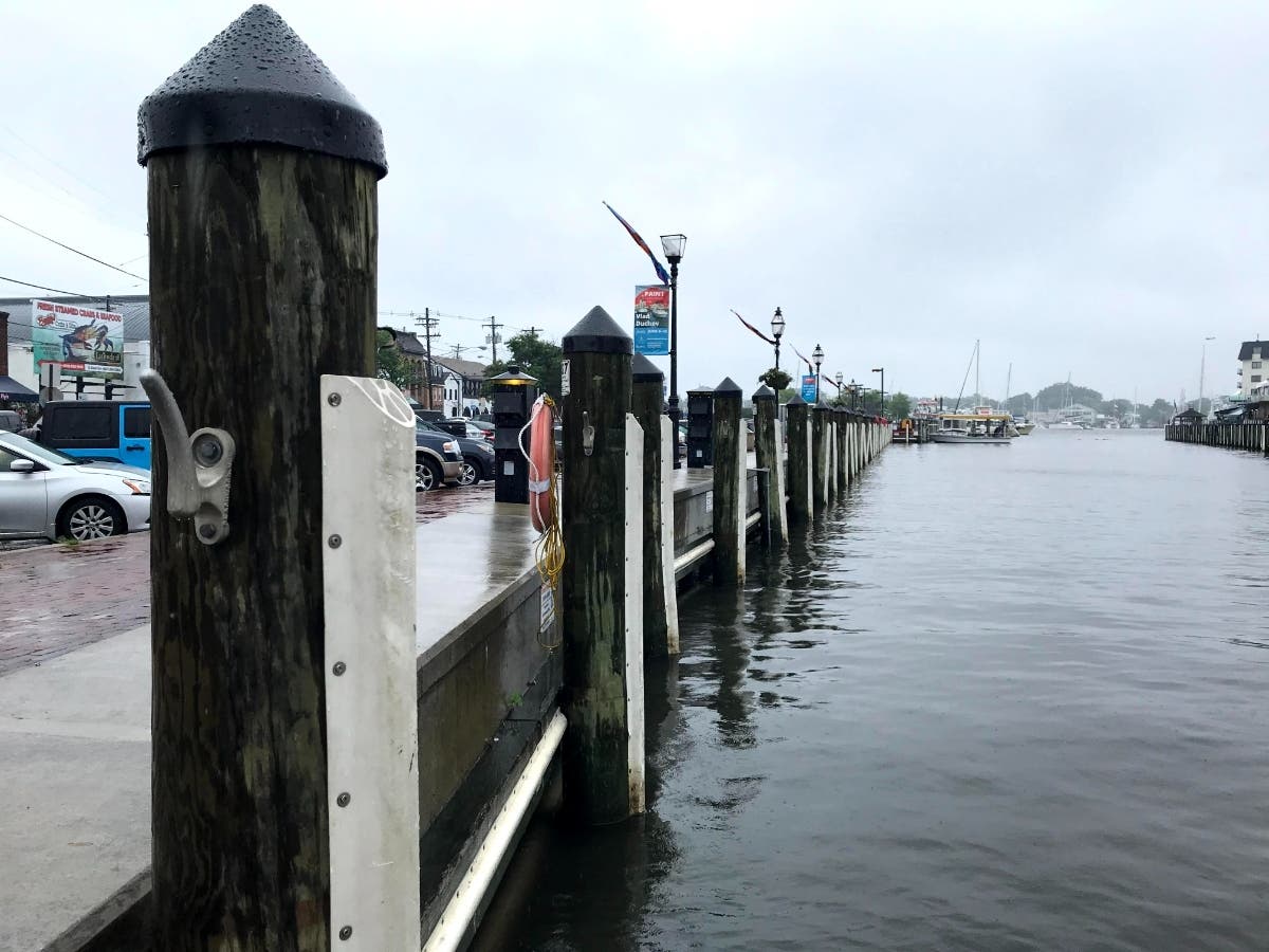 Chesapeake Bay Media reported that Capt. Aaron Hull of Watermark Journey married Jessie and Ian Seamans after they were stranded at Annapolis City Dock on their wedding day. The dock is pictured above on a different date.
