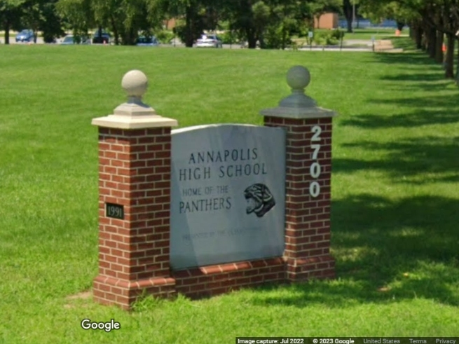 Annapolis High School senior Marionna Haynes recently won a $20,000 scholarship from Dell. A sign outside Annapolis High is pictured above.