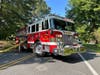 The fire trucks shut down Annapolis Road, shown here, between Sappington Station Road and Gambrills Road.