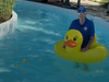 Over 500 ducks crossed the finish line with a little help from Rotary member John Kozlowski