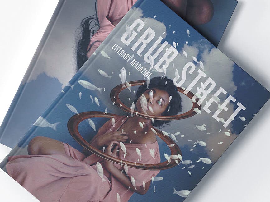 The award-winning cover design of Towson University literary magazine “Grub Street.” (Photo courtesy of William Hartman ’20)