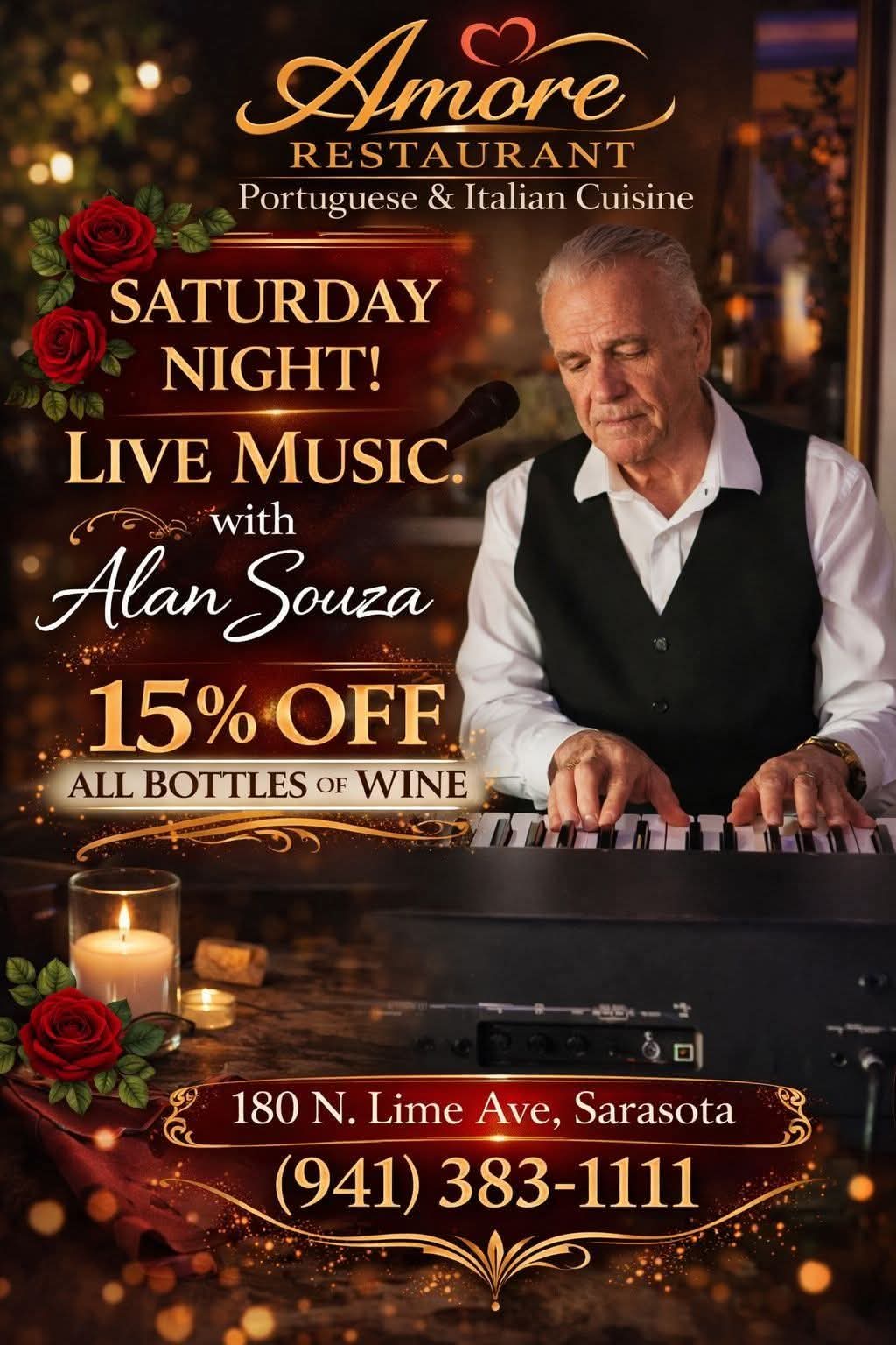 15% Off all bottles of wine 