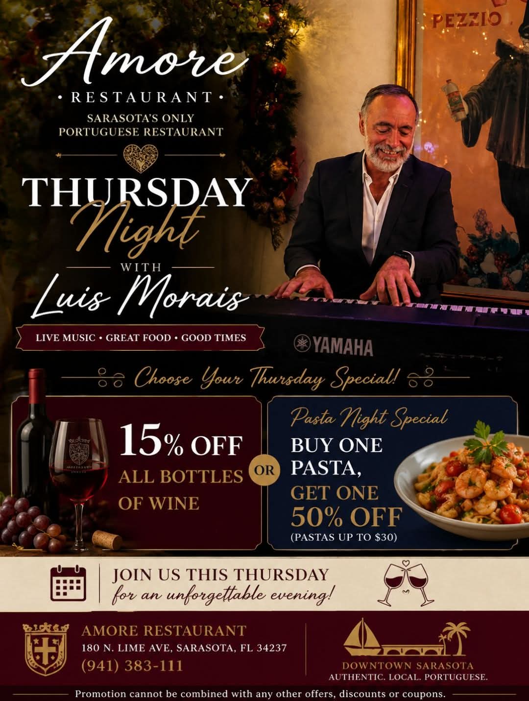 Pasta Night Or 15% off all bottles of wine 