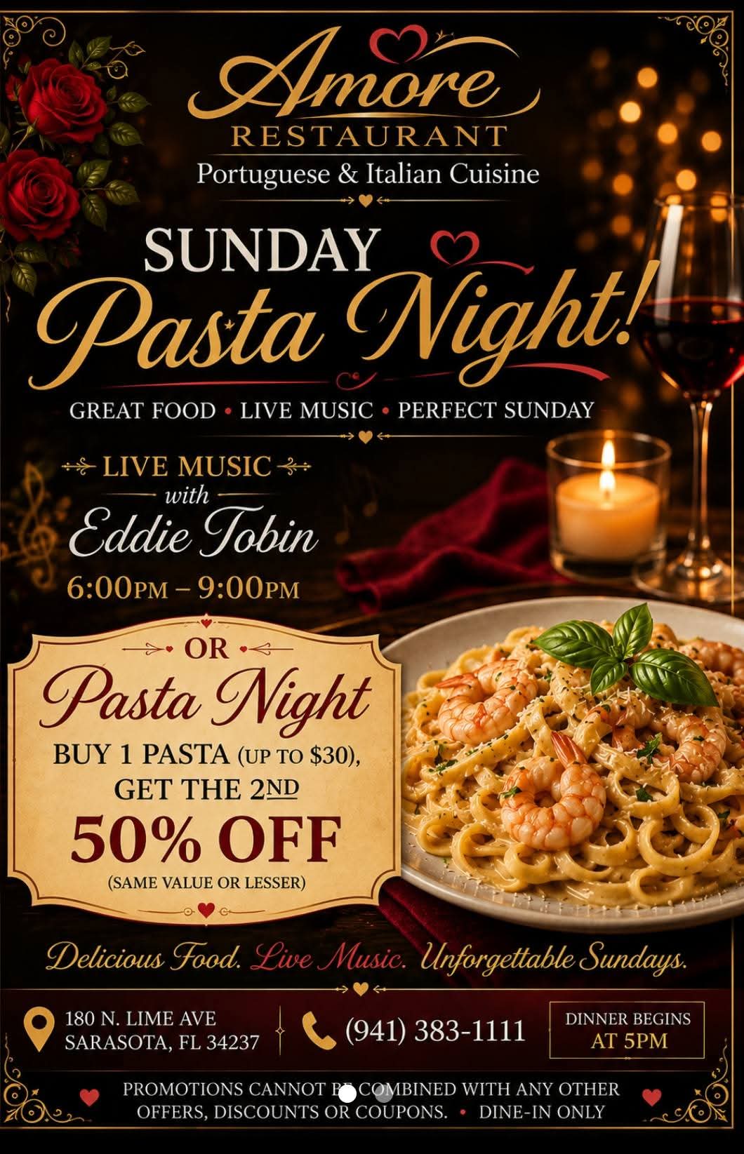🍝 Pasta Night at Amore Restaurant 🔥
