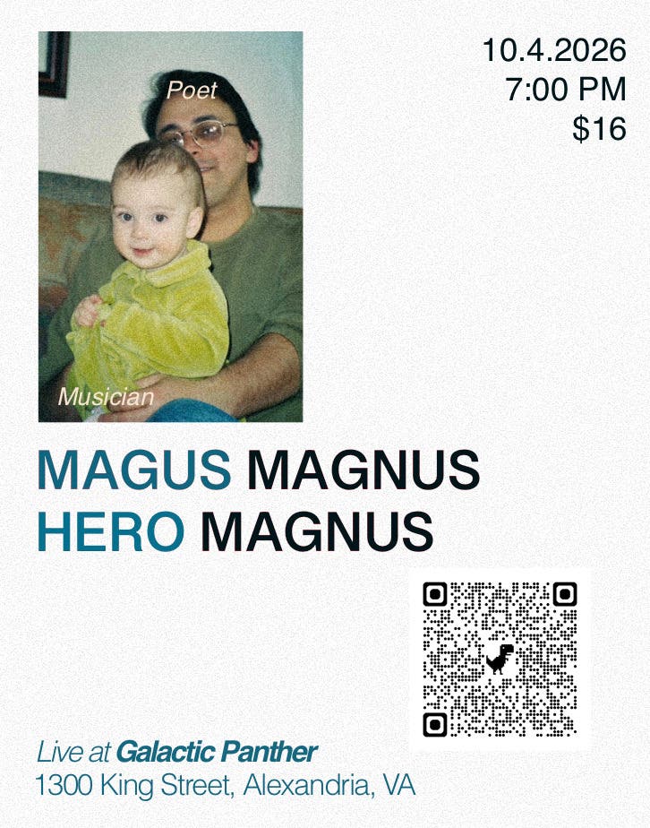Concert: Hero Magnus, with spoken word performance by Magus Magnus