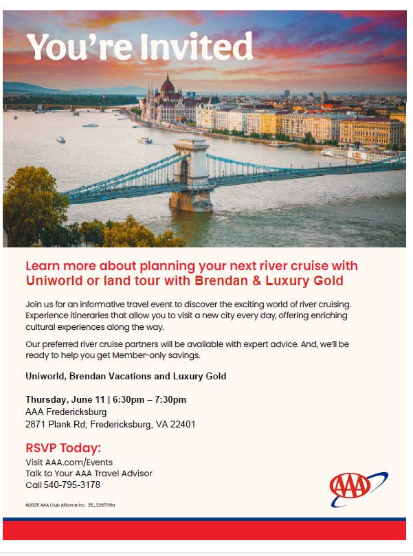 Uniworld, Brendan Vacations and Luxury Gold Travel Event at AAA Fredericksburg