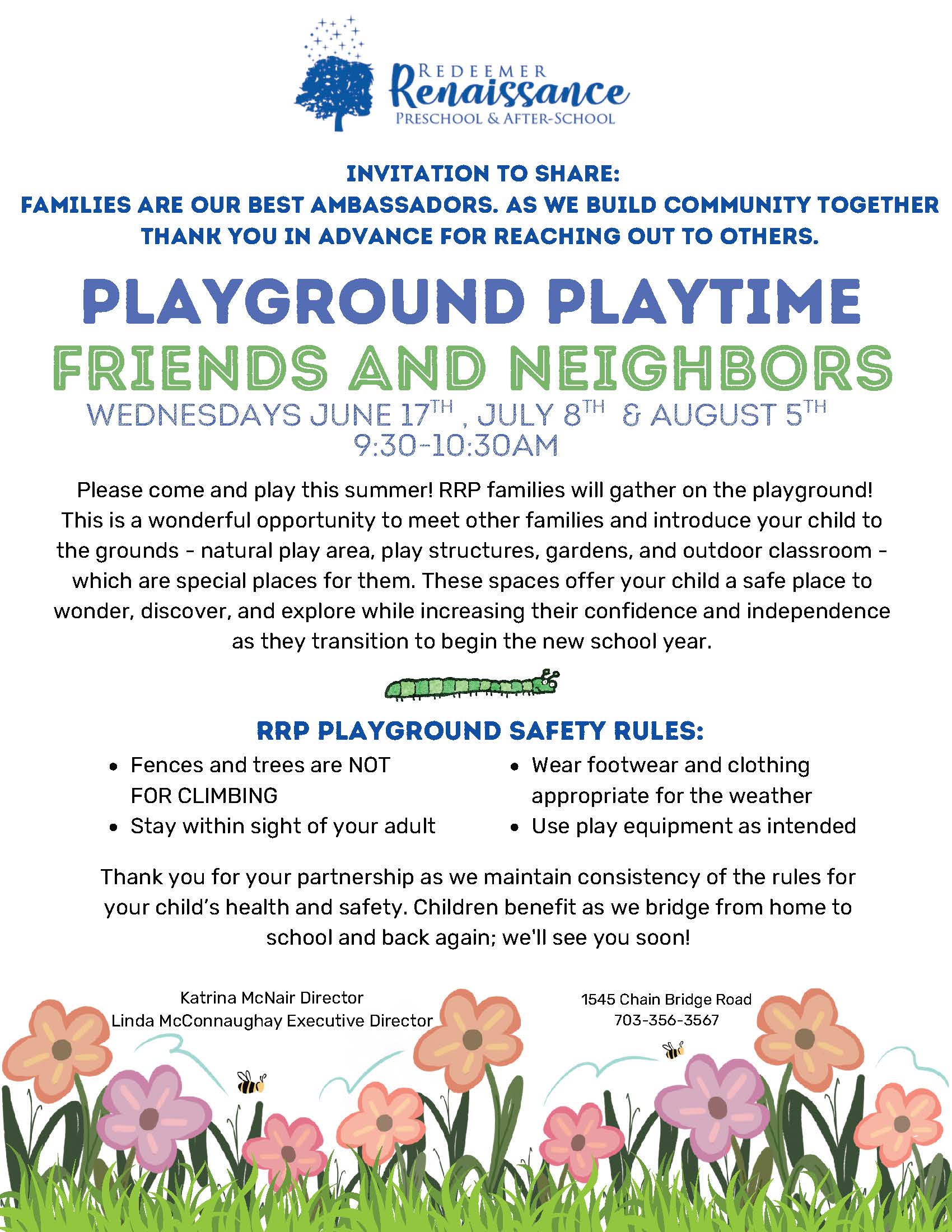 Come to Playground Playtime at Redeemer Renaissance - Pre-K children and Caregivers are invited!