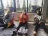 (from left to right) Nadia and and her little pumpkin, Maya Flodstrom (Barrington, 2 months), Kaylie and her little pumpkin, Reagan Shilkaitis (Barrington, 5 months), and Jenna and her little skeleton, Levi Leksas (Trout Valley, 1 month)