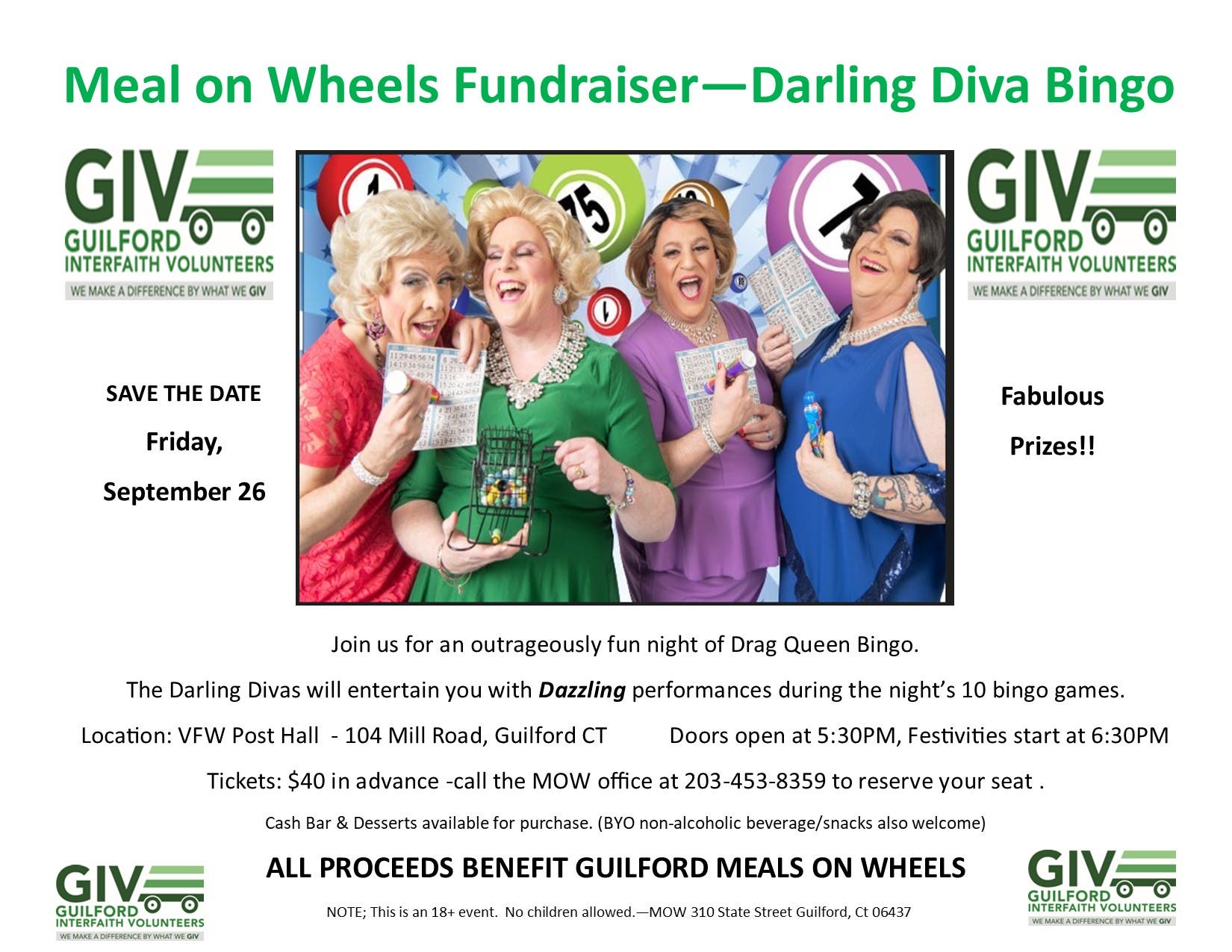 Meals on Wheels Fundraiser - Darling Diva Bingo