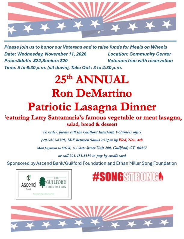 25th Annual Ron DeMartino Patriotic Lasagna Dinner