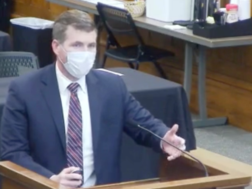 Tuscaloosa Mayor Walt Maddox addresses the City Council during the pre-council agenda briefings on Tuesday