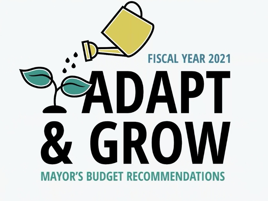The logo for the mayor's budget recommendations for Fiscal Year 2021 