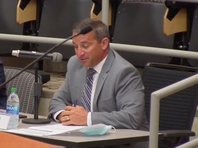 TCS Superintendent Mike Daria during a past meeting of the city Board of Education 