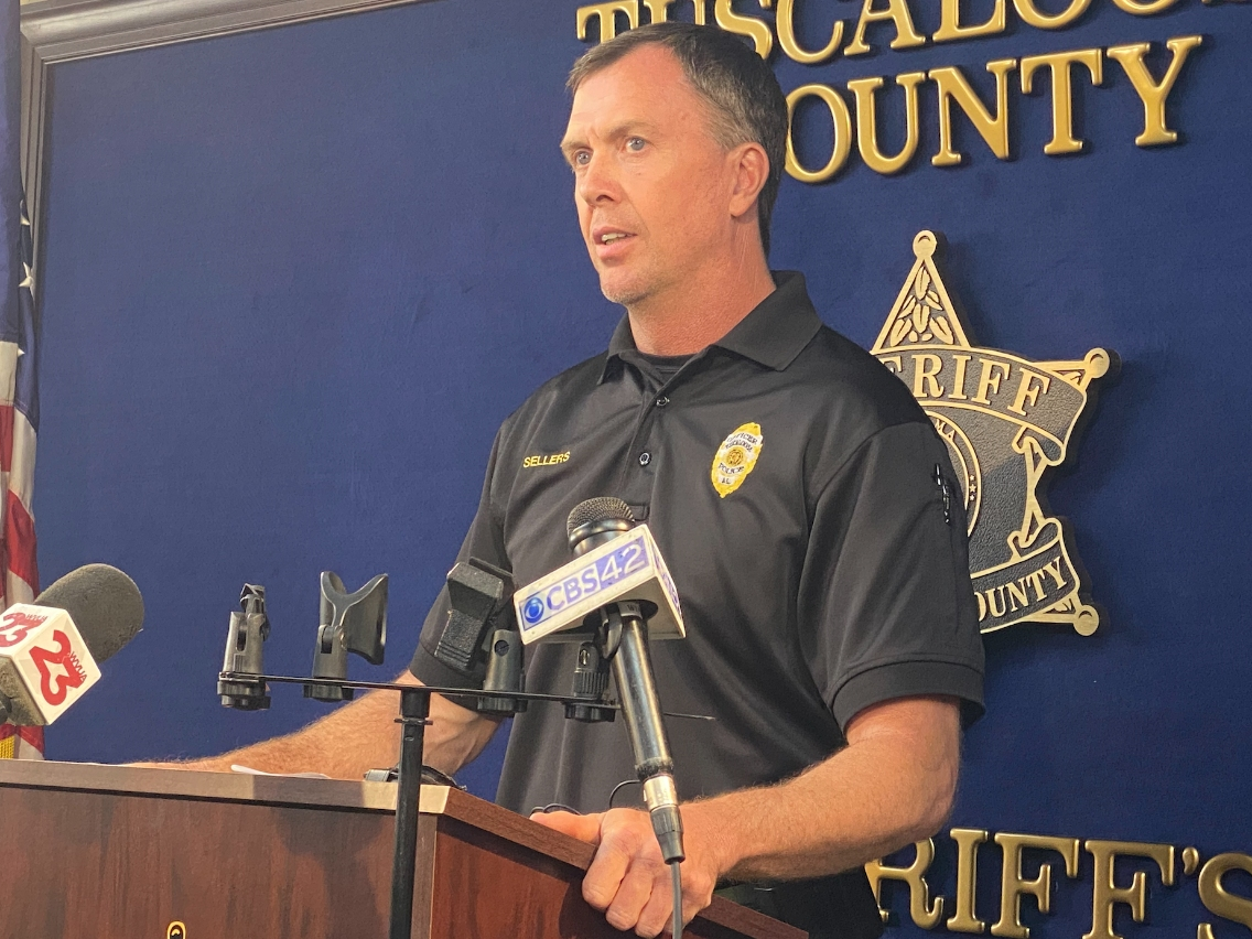 TPD Captain Marty Sellers gives an update on a shooting Wednesday in McCalla.