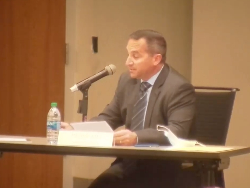 TCS Superintendent Mike Daria gives an update during a special called school board meeting on Thursday.