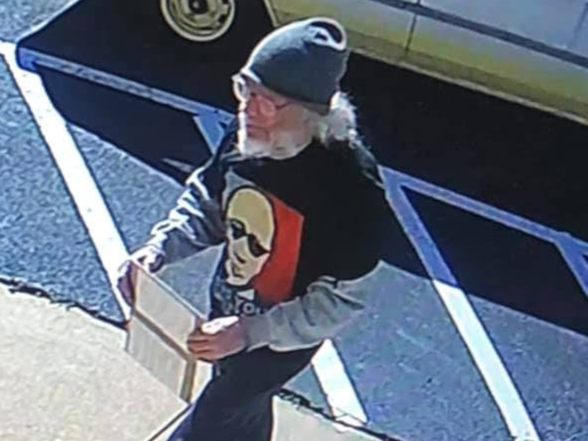 An image captured of the man suspected of leaving the package at a church on Highway 82 around noon Saturday.