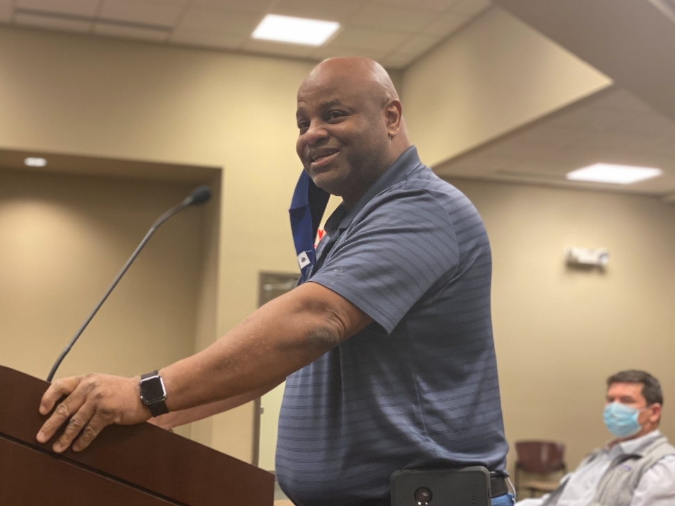 Shawn Blackburn addresses the Northport Planning & Zoning Commission during its regular meeting Tuesday. 