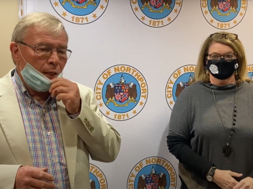 Northport Mayor Bobby Herndon, left, and District 4 Councilwoman Jamie Dykes spoke to Patch about the school system feasibility study along with District 2's Woodrow Washington III (not pictured). 