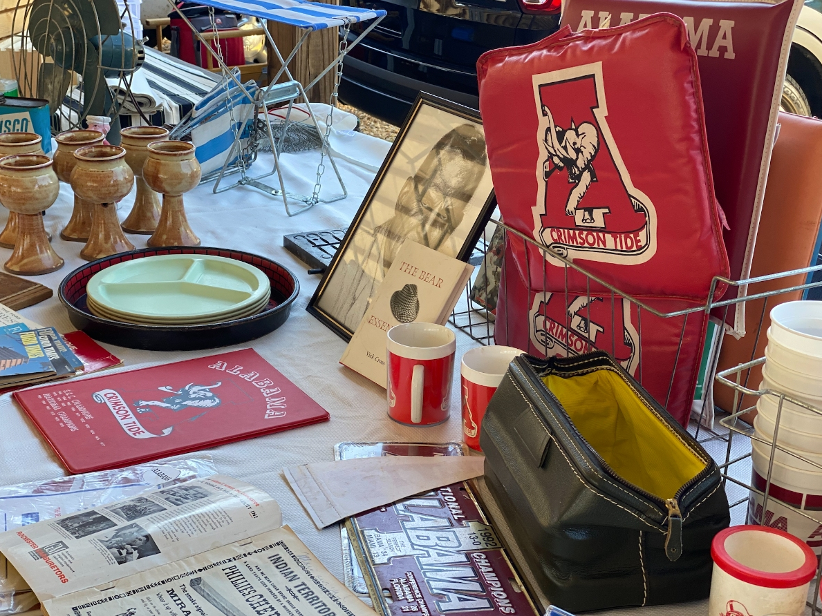 Numerous vintage University of Alabama items could be found at the 5th Street Vintage Market Sunday. 