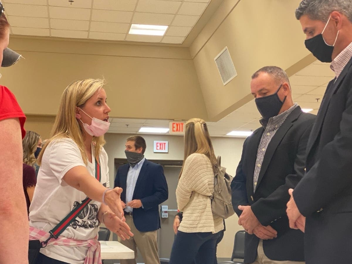 More than a dozen residents of Grand Pointe were in attendance for the forum Tuesday night as officials addressed concerns over the new proposed access road. 