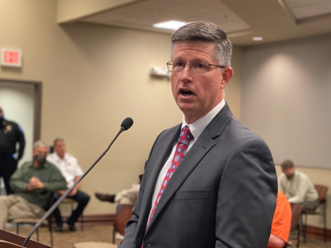 Steve Steele, chair of the Northport Redevelopment Authority, speaks to the City Council Monday night to discuss the city's new facade improvement program. 