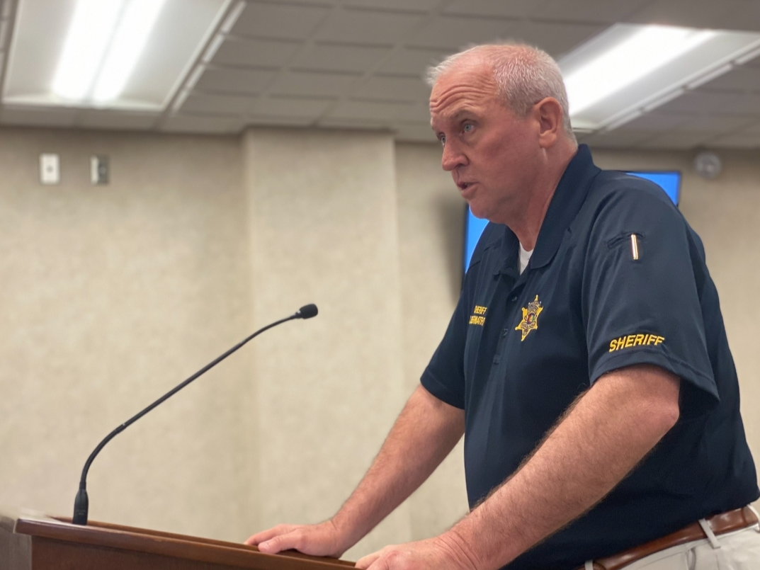 Tuscaloosa County Sheriff Ron Abernathy addresses the Tuscaloosa County Commission during Wednesday's regular meeting. 