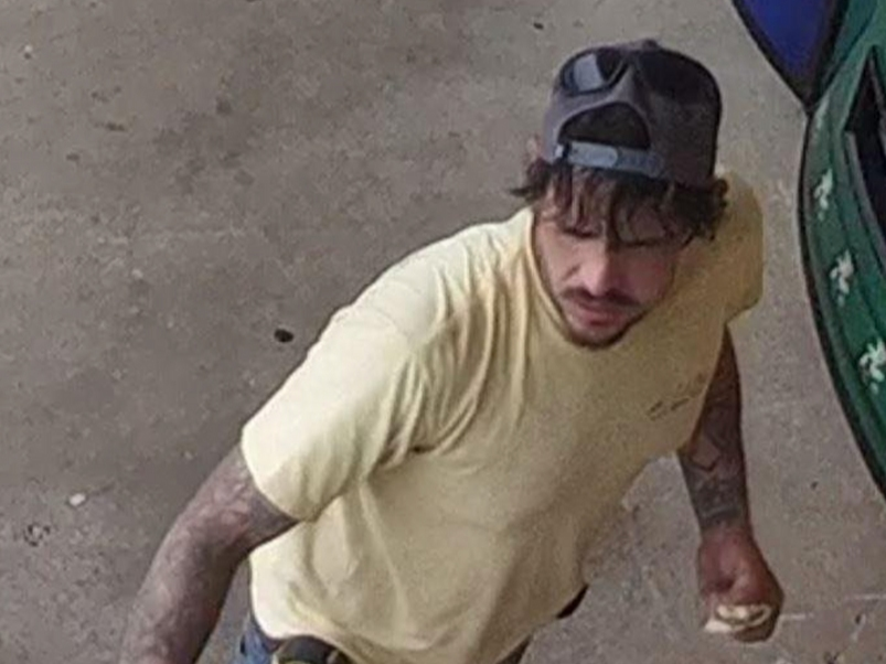 The suspect was seen on a security camera prior to leaving the scene. 