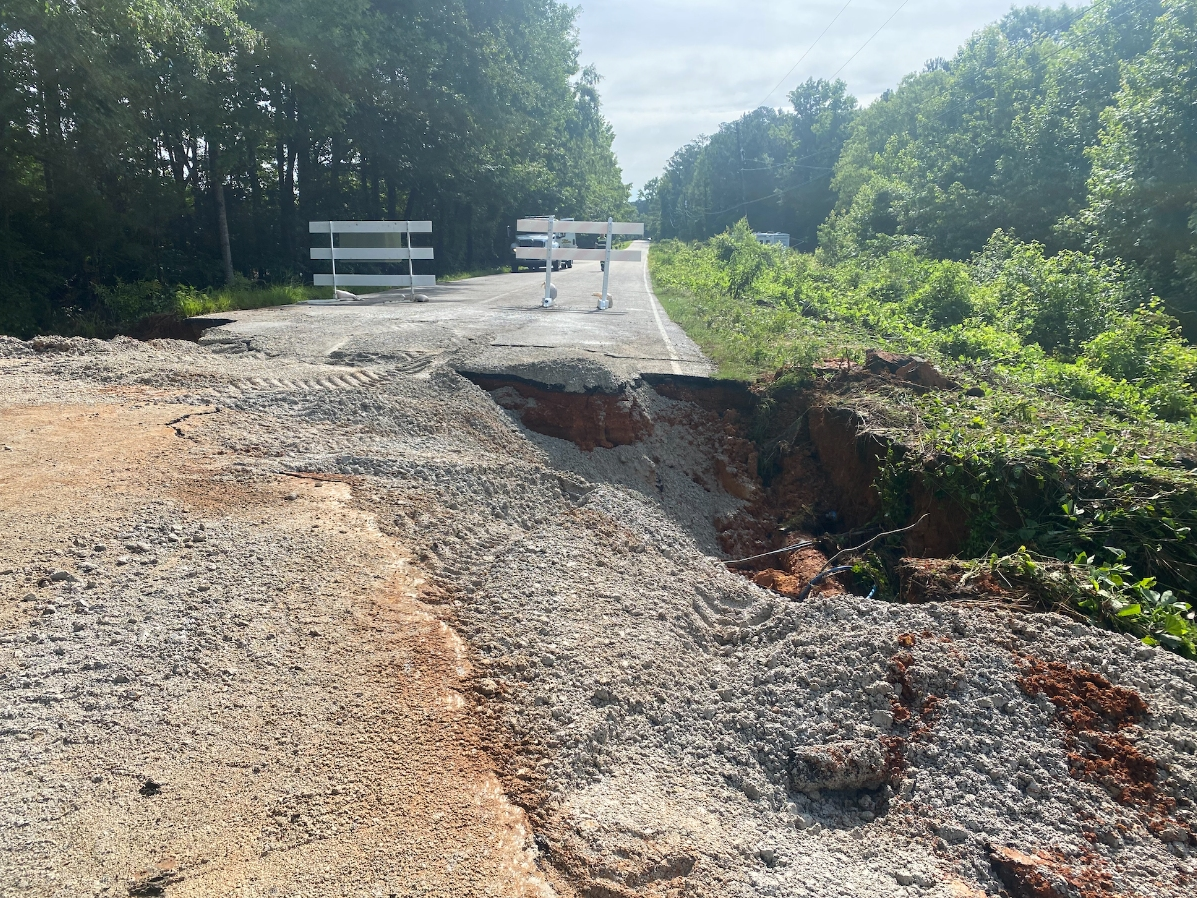 A portion of Union Chapel Road was completely washed away in overnight flooding in Northport. 