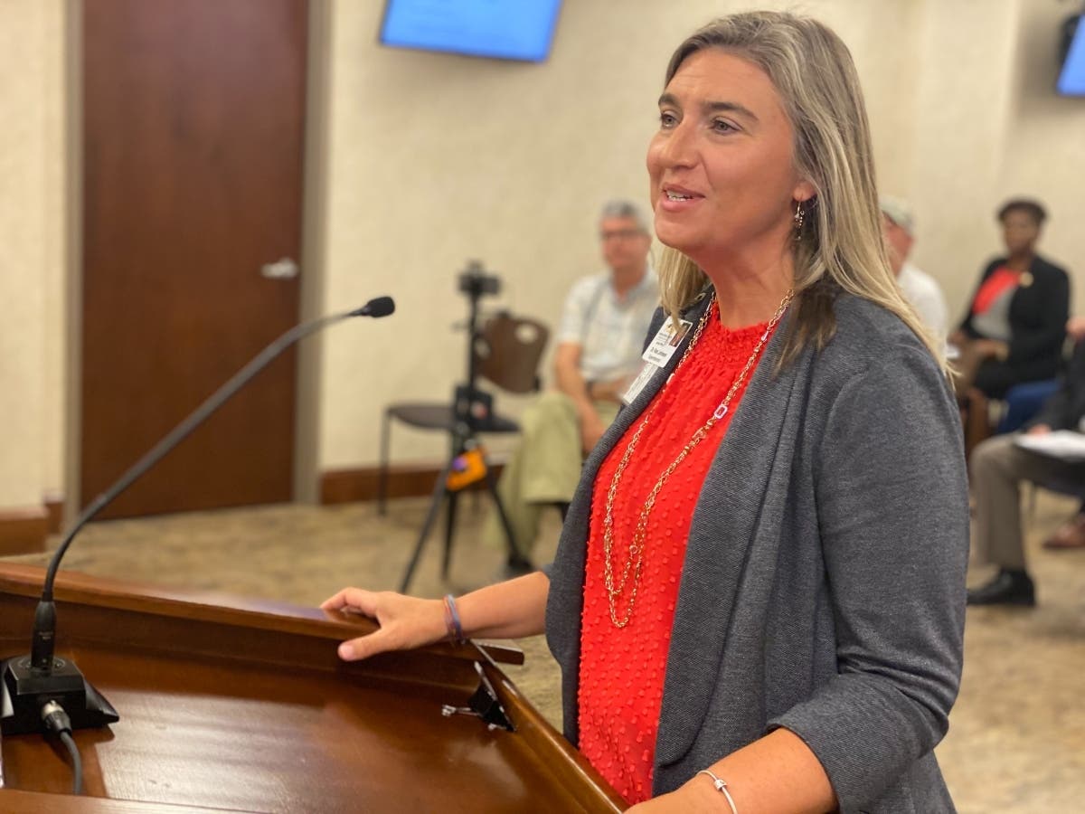 Tuscaloosa County School System Superintendent Keri Johnson speaks to the County Commission Wednesday morning. 