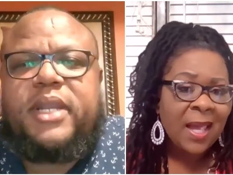 Cassius Lanier (left) and Sonya McKinstry fielded questions during a virtual forum Thursday night hosted by the League of Women Voters of Greater Tuscaloosa. 