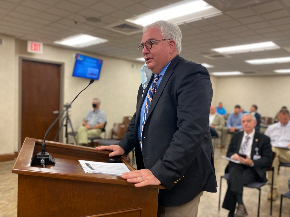 TPL Trustee Bryan Winter speaks to the County Commission Wednesday morning