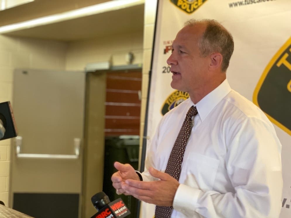 Tuscaloosa County District Attorney Hays Webb speaks to media during a press conference in August 2020. 